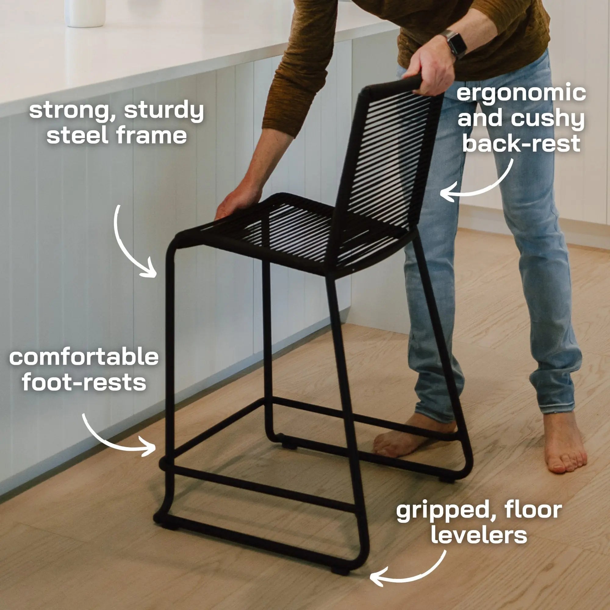 Golden Hour Stackable Rope Bar Stool (Set of 2) - Views Balcony Bar | Turn your Balcony into a Bar!