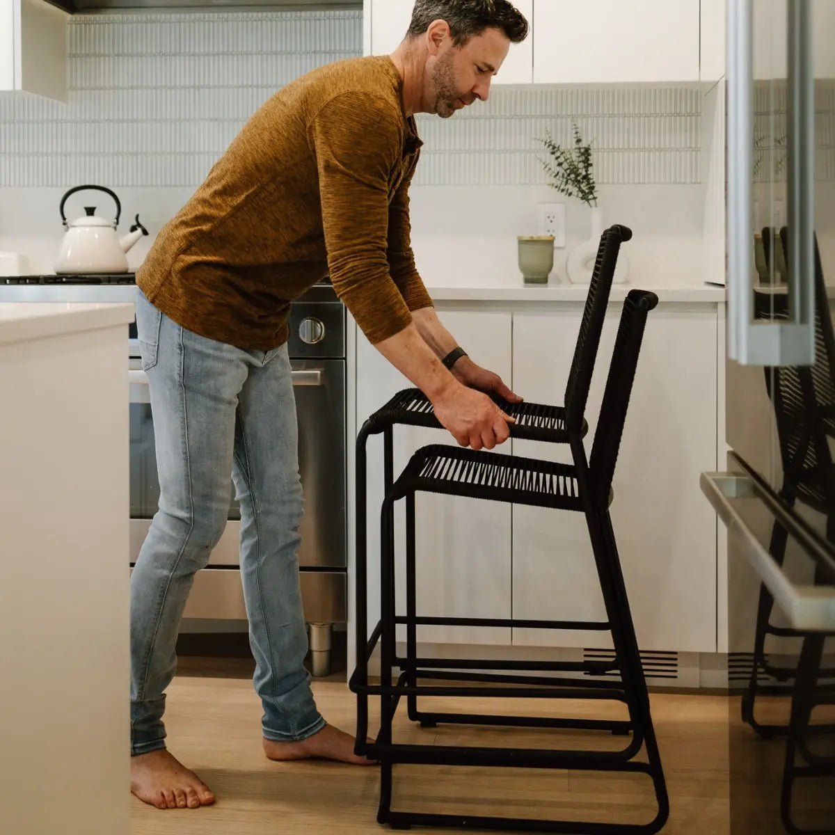 Golden Hour Stackable Rope Bar Stool (Set of 2) - Views Balcony Bar | Turn your Balcony into a Bar!