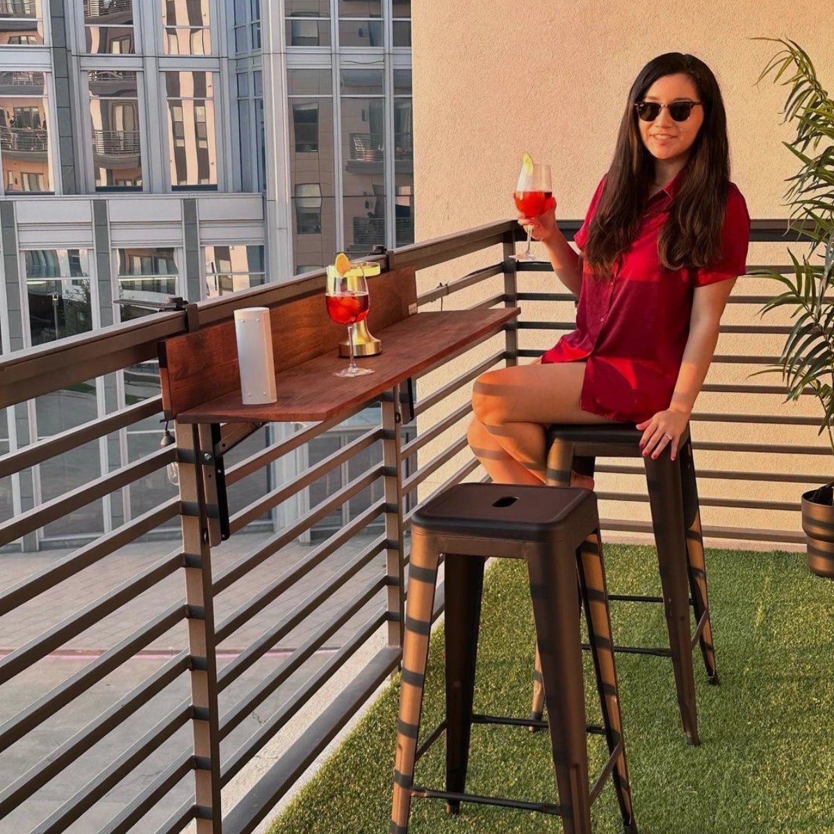 Views Balcony Bar Folding Railing Bar Table for Patio