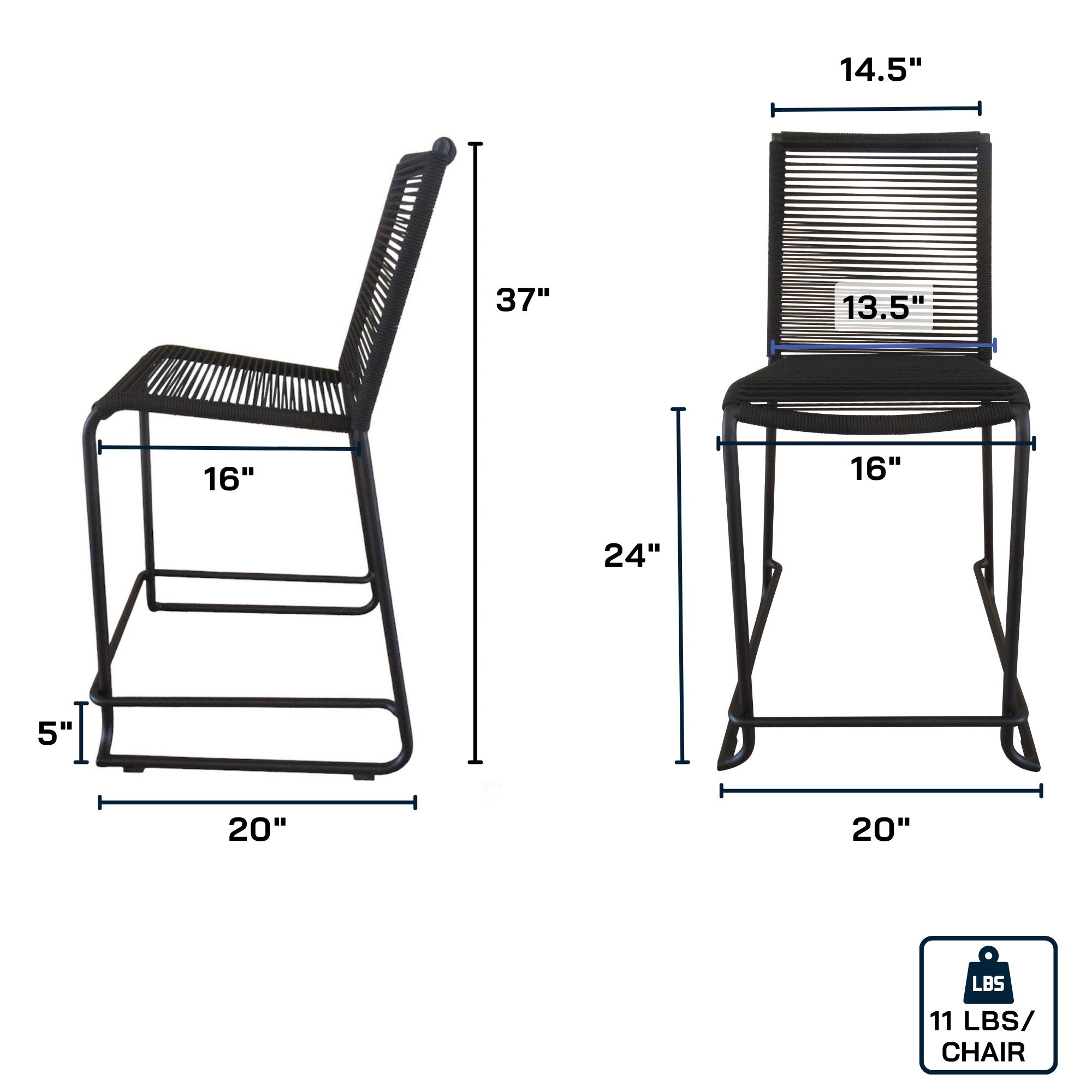 Golden Hour Stackable Rope Bar Stool (Set of 2) - Views Balcony Bar | Turn your Balcony into a Bar!